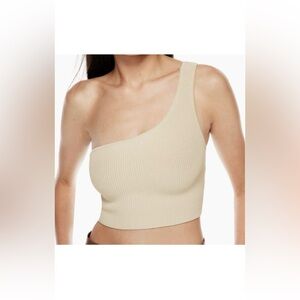 ARITZIA BABTON SCULPT KNIT ONE SHOULDER CREAM SIZE S